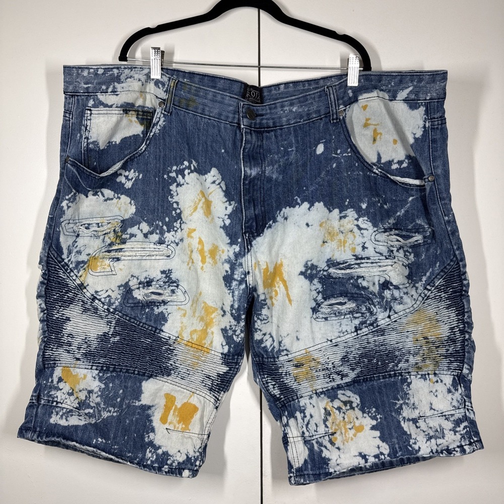 Kroix Men's Jean Shorts Jorts Acid Washed Sz 50 Distressed Big & Tall Y2K 90's